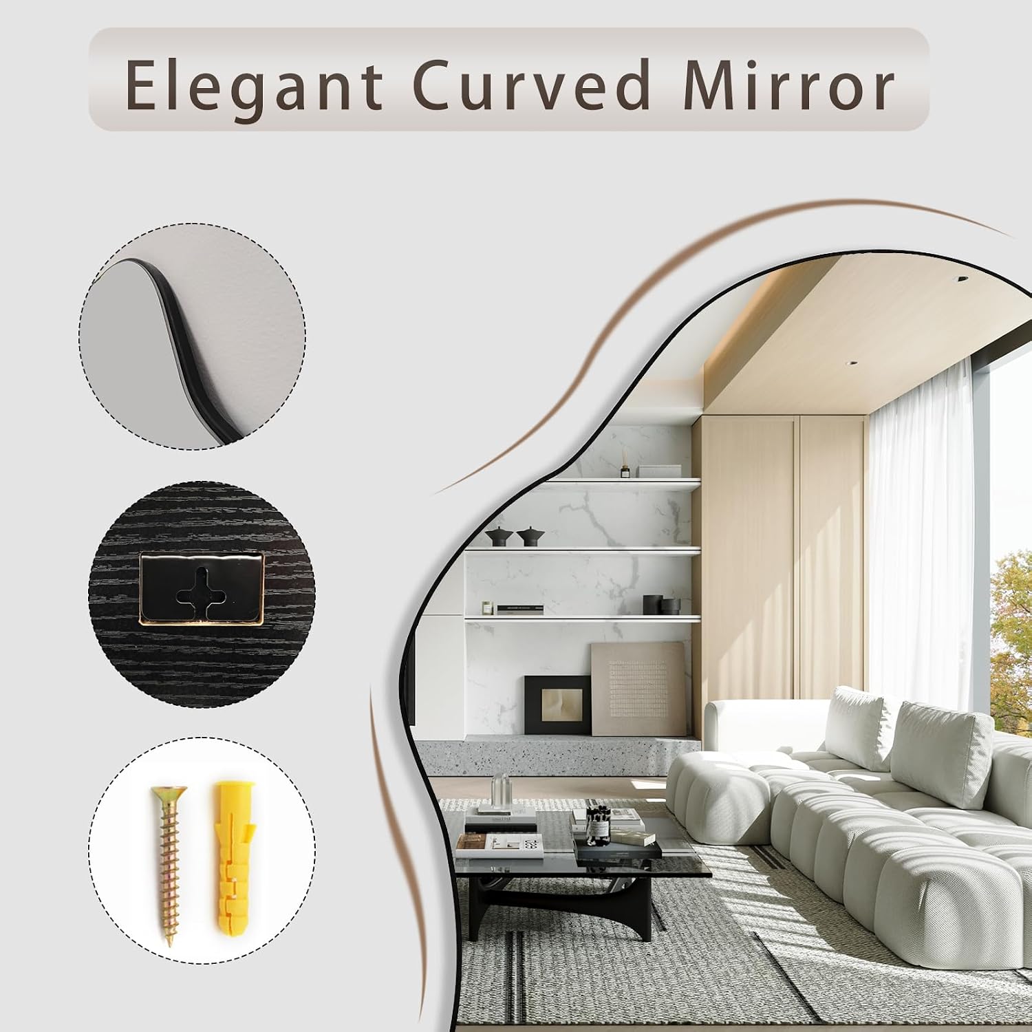 Irregular Wall Mirror, 22"X32" Wavy Cloud Bathroom Vanity Mirrors | Unique Asymmetrical Abstract Mirror with Tempered Glass for Bedroom, Living Room, Entryway, Hallway, Cloakroom