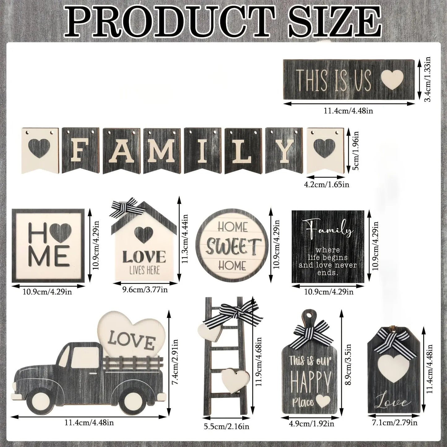 Farmhouse Tiered Tray Decor, 17Pcs/Set Wooden Home Decor Sign, Rustic Home Sweet Home Decor for Kitchen, Living Room, Bedroom, Office