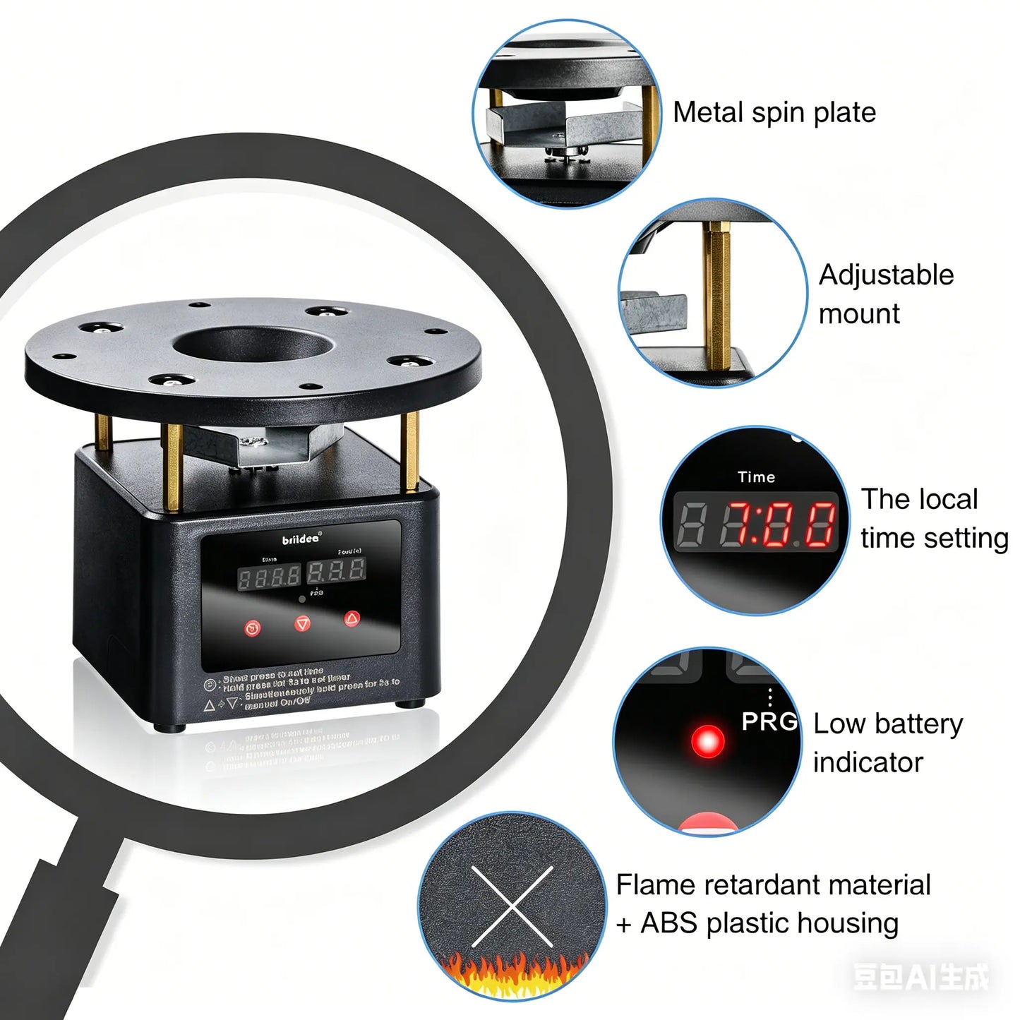 Briidea Automatic Chicken Feeder Dispenser Timer Kit - Programmable Digital Timer with LED Screen, Galvanized Steel Spin Plate, Adjustable Stud Mounts, Solar/Battery Powered, 6 Scheduled Feeds, Adjustable Feed Rate (1-60 Sec), Feeding