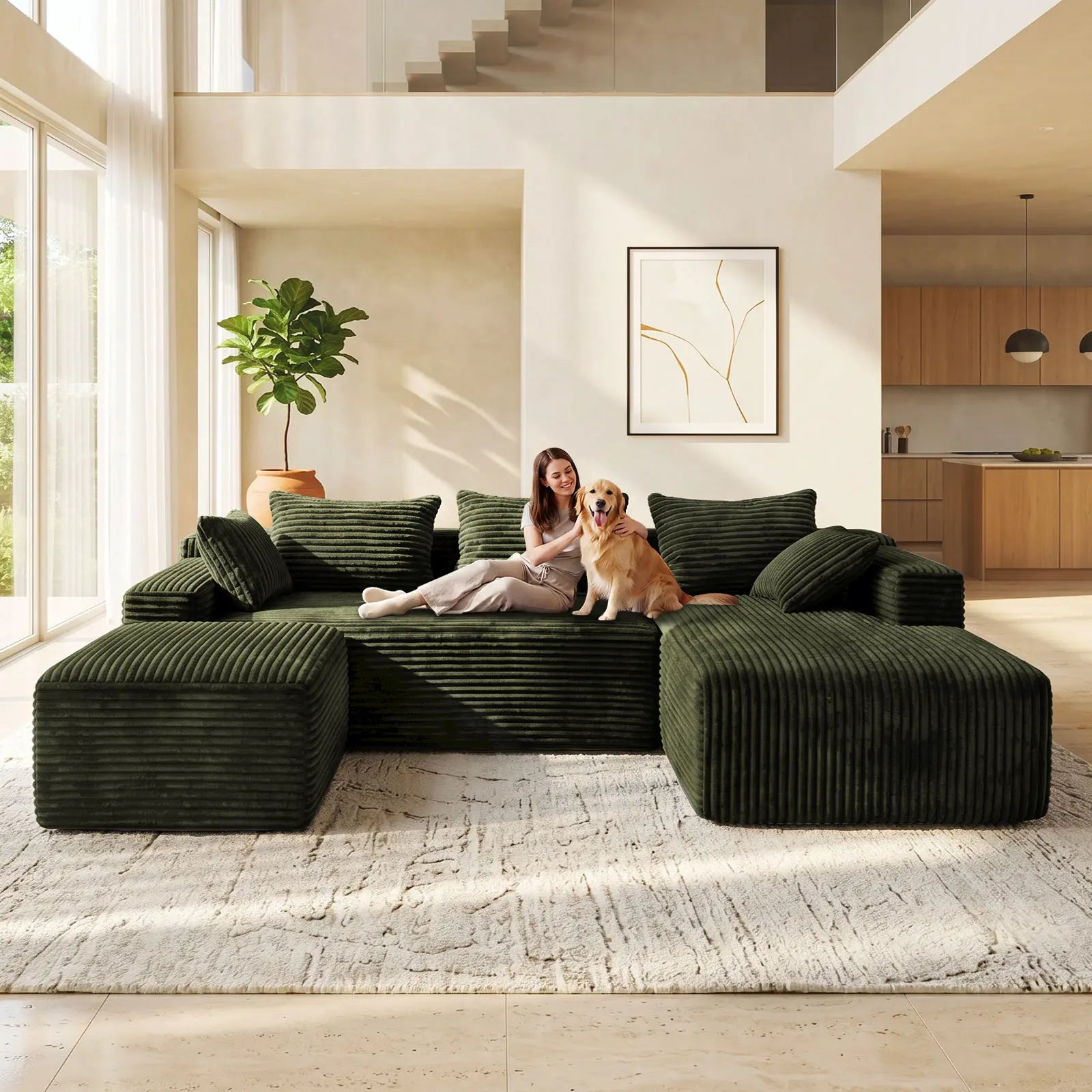 Corduroy Cloud Modular Sectional Sofa, Vacuum Compressed Pet Friendly Boneless Cloud Couch, Cozy Comfy Loveseat Sofa, Ideal for Living Room & Small Apartment, Free Gifts Included, Summer Vibe Home Furniture Campingessentials