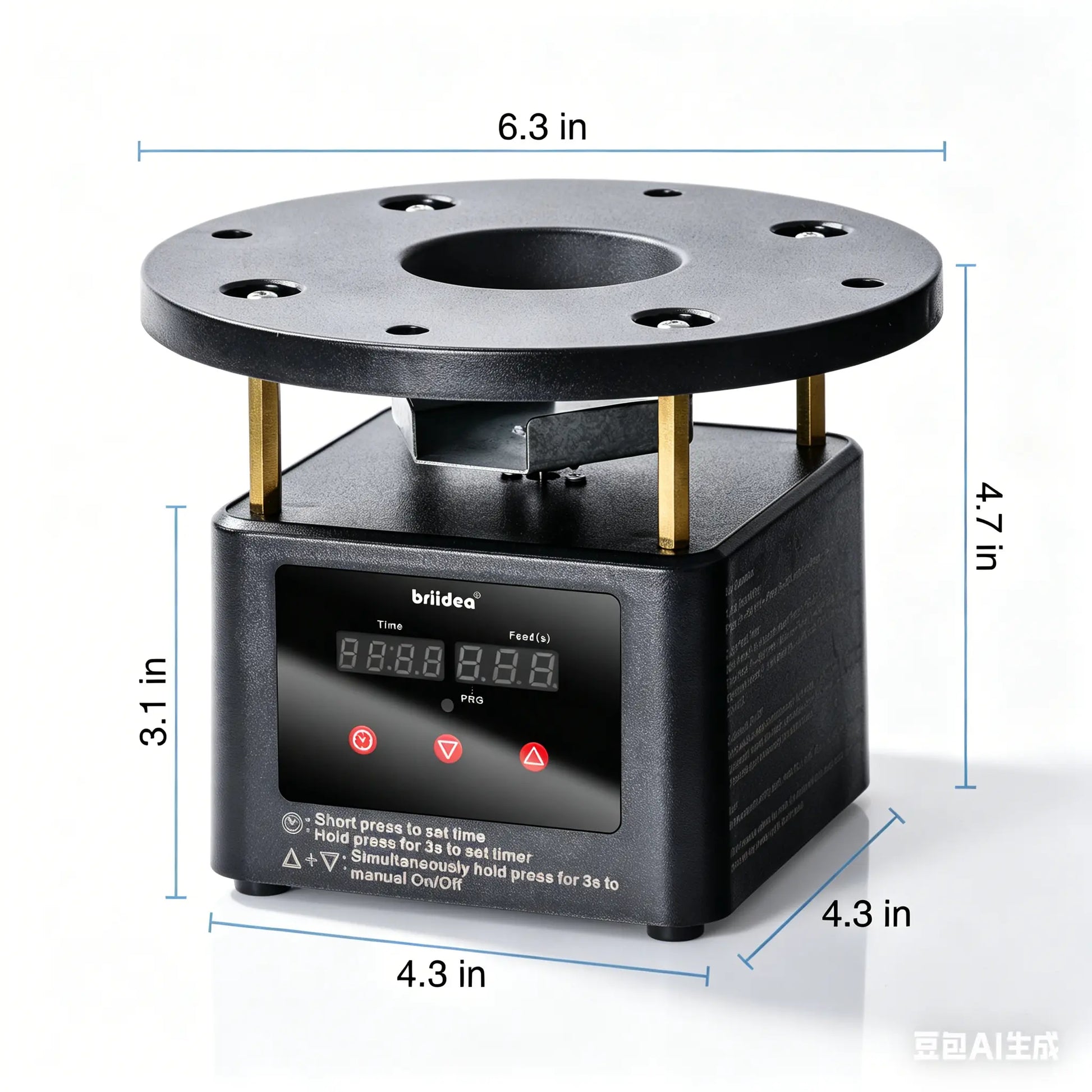Briidea Automatic Chicken Feeder Dispenser Timer Kit - Programmable Digital Timer with LED Screen, Galvanized Steel Spin Plate, Adjustable Stud Mounts, Solar/Battery Powered, 6 Scheduled Feeds, Adjustable Feed Rate (1-60 Sec), Feeding